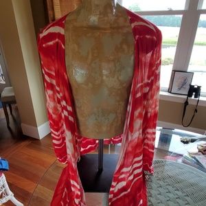 Chico's lightweight red & tan cardigan Size 3 (16)